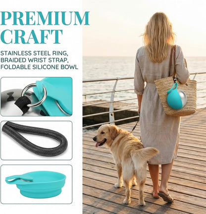 Ultimate Portable Dog Water Bottle with Integrated Bowl - Leak Proof 10Oz Travel Solution for Small Dogs, Puppies & Cats in Stylish Blue