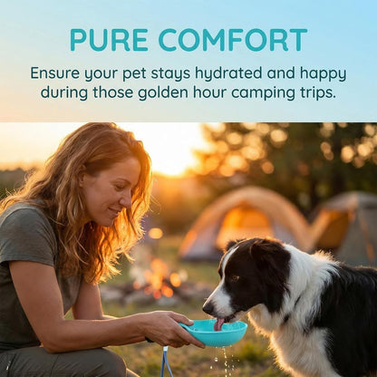 Ultimate Portable Dog Water Bottle with Integrated Bowl - Leak Proof 10Oz Travel Solution for Small Dogs, Puppies & Cats in Stylish Blue